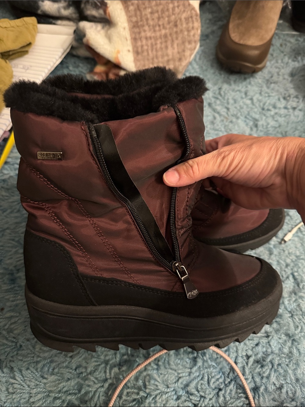 Pajar Women's Insulated Zip Snow Boot - Burgundy with Black Trim